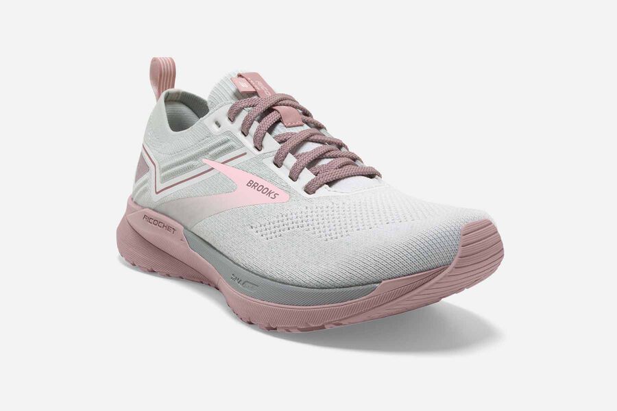 Ricochet 3 Road Brooks Running Shoes NZ Womens - White/Pink - DVCPXR-129